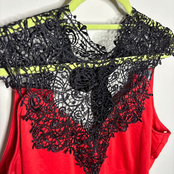 Dots Red Lace Peplum Midi Dress Sz 3X - Picture 3 of 11